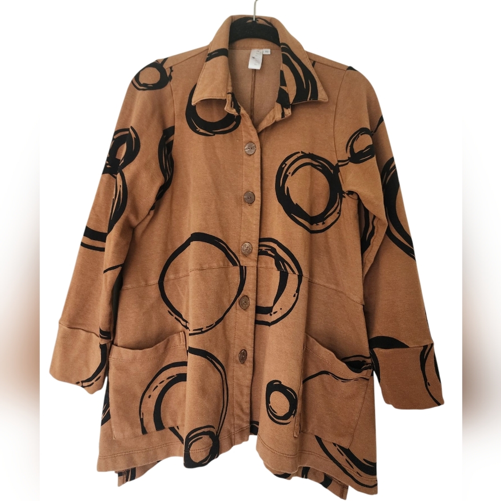 FLUTTER bamboo jacket, button up, brown/black, size XS